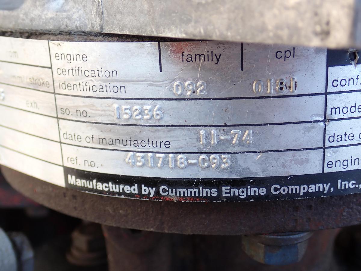 Used 1974 Cummins PT270 Small Cam Diesel Engine CPL 0181 NT855