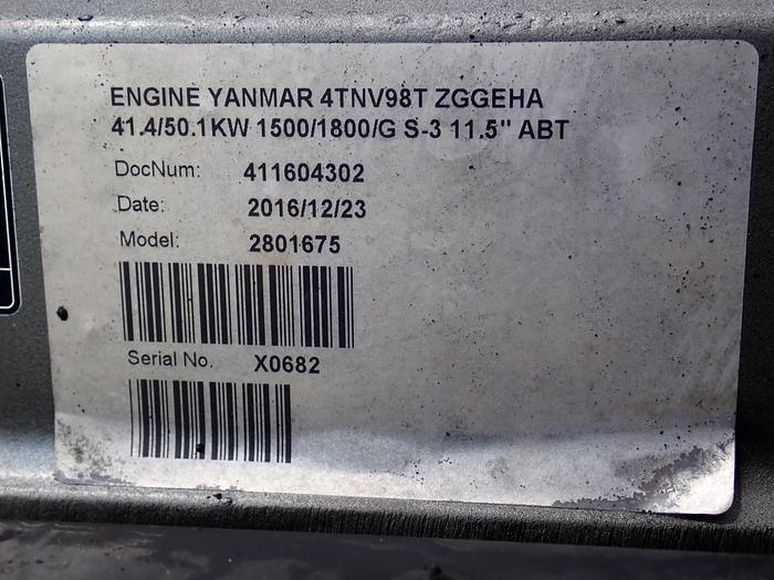 Used 2016 Yanmar 4TNV98T Turbo Diesel Engine