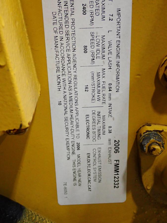 Used 2006 CAT C7 Diesel Engine 330 HP FMM Truck GOV'T SURPLUS