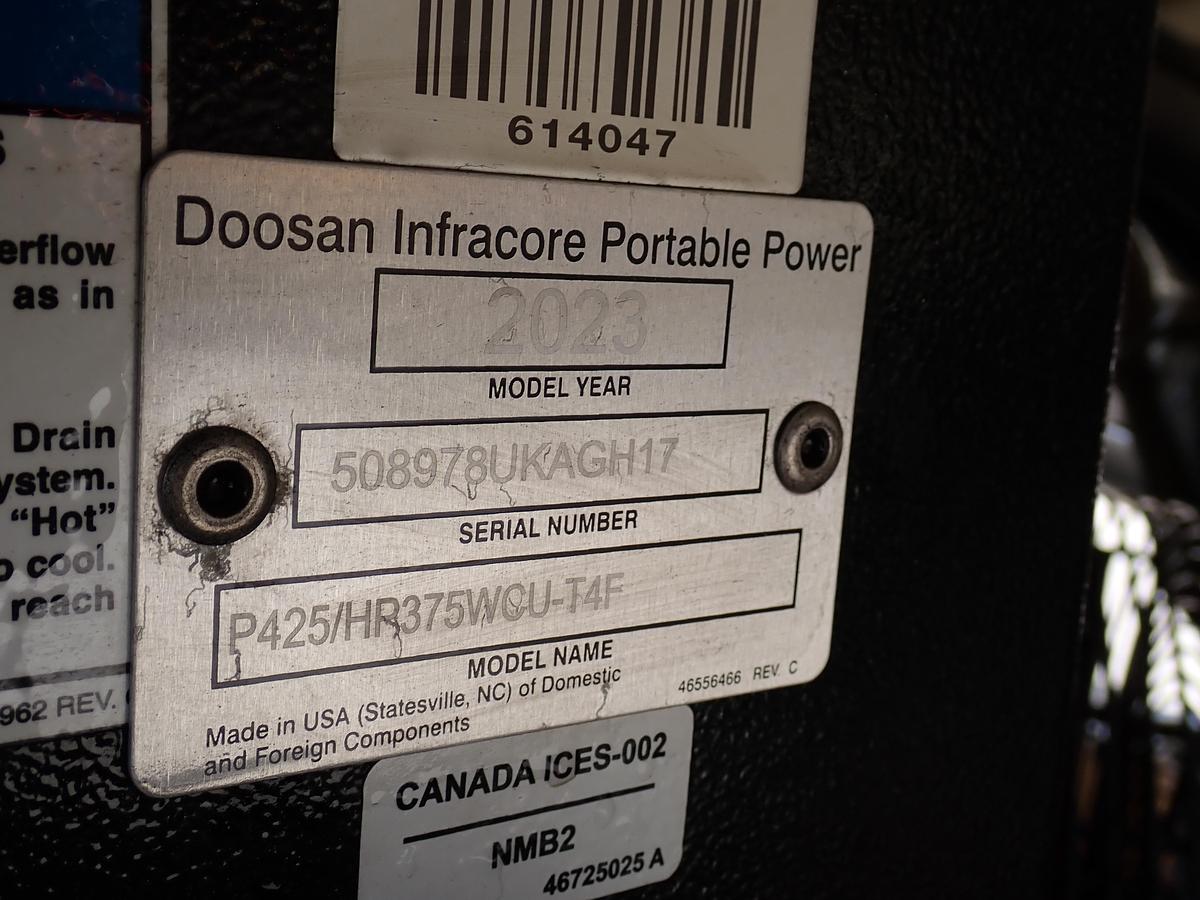 Used 2023 Doosan P425/HP375 Air Compressor 409 HOURS!
