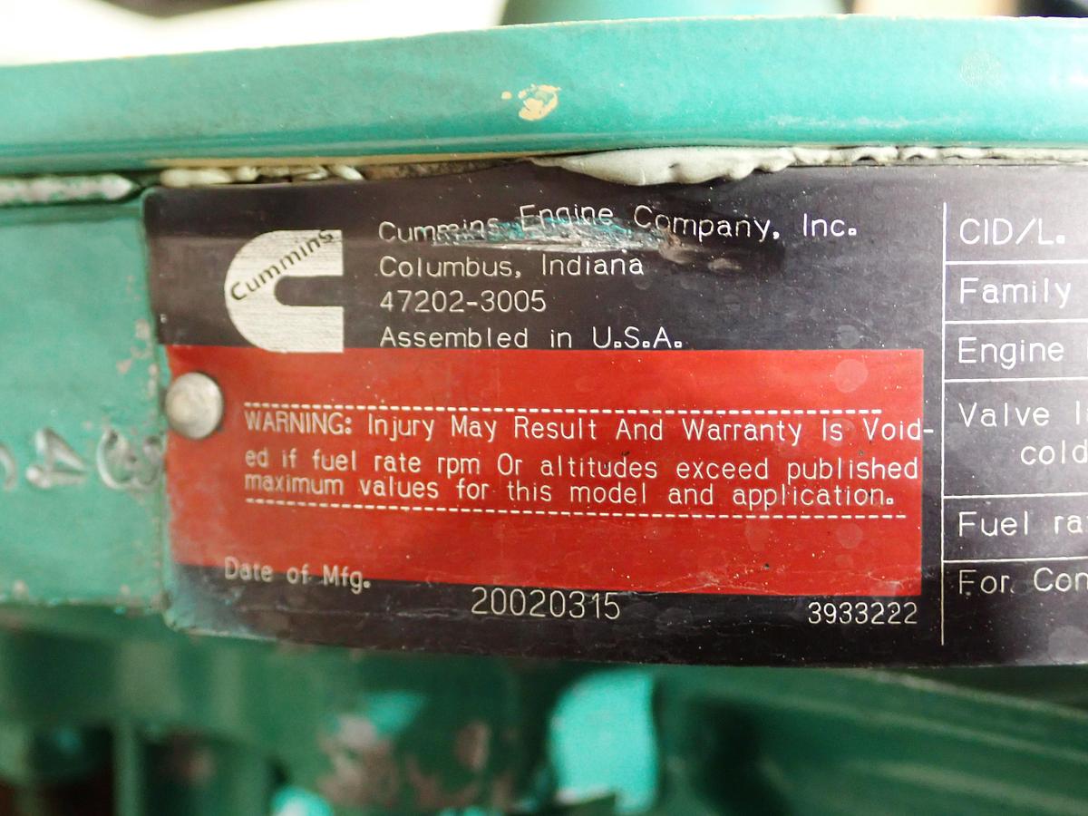 Used 2002 Cummins 6CTA 8.3 Diesel Engine 418 HOURS