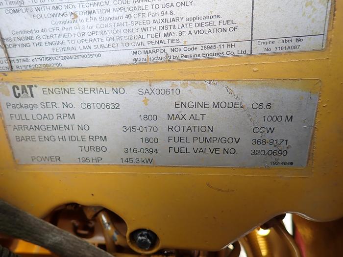 Used 2012 CAT C6.6 Marine Diesel Engine