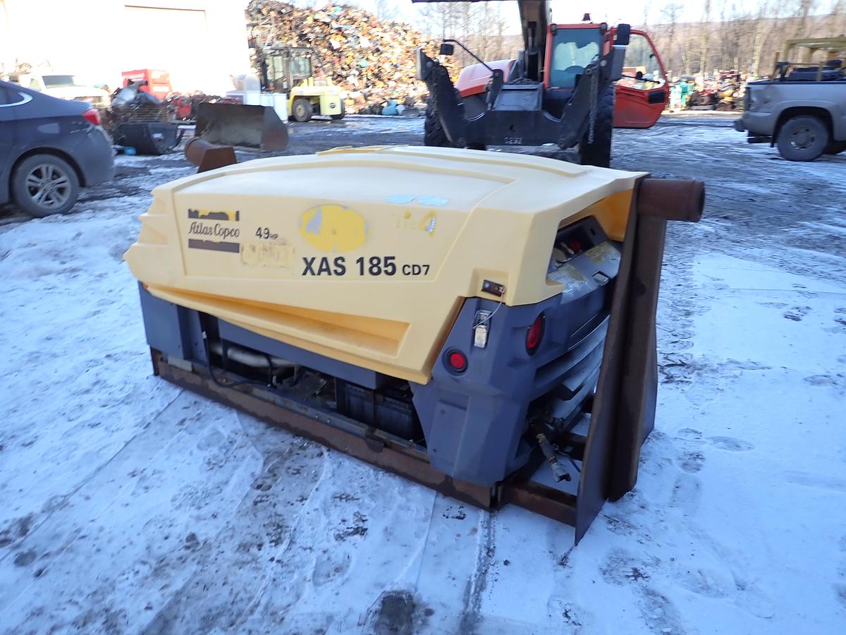 Used 2016 Atlas Copco XAS185CD7 185 CFM Air Compressor 187 HOURS!