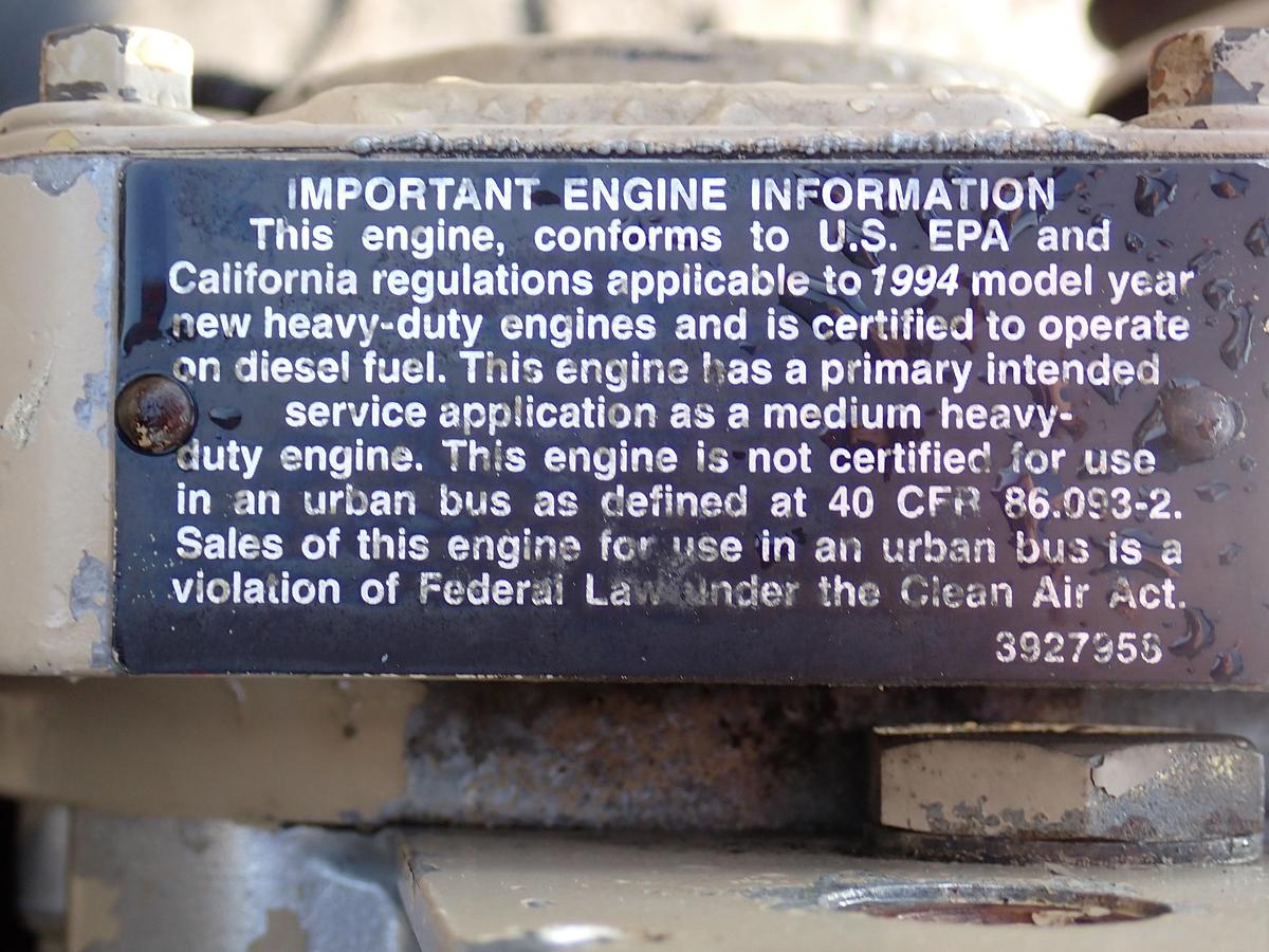 Used 1994 Cummins B5.9-190 Diesel Engine 6BT CPL 1551 5.9