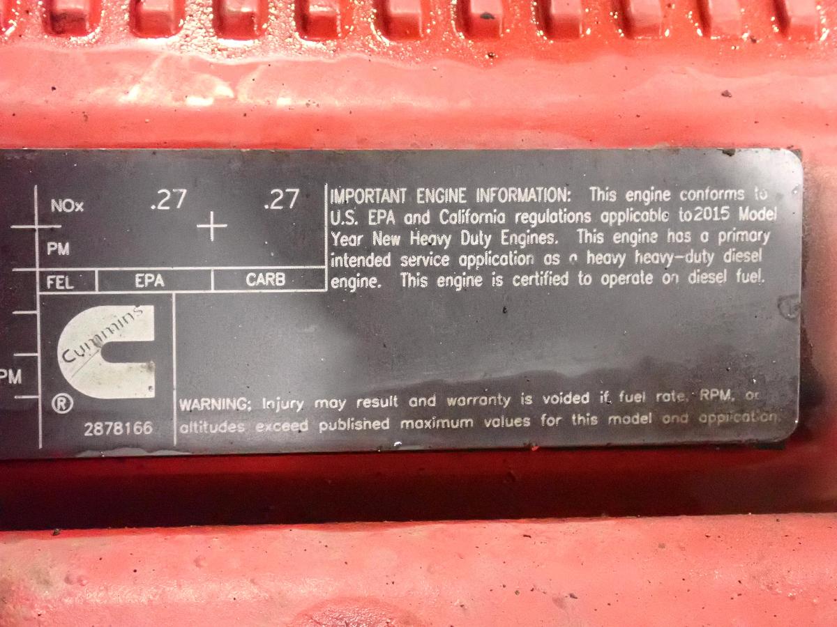Used 2015 Cummins ISX15 Diesel Engine 450 HP CPL 4583