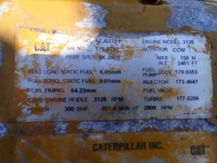 Used 2003 CAT 3126 Marine Engine 350 HP w/ Gear MECHANICAL 179-0782