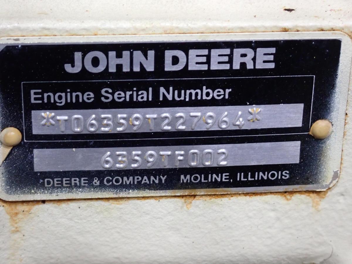 Used John Deere 6359TF002 Turbo Diesel Engine VERY LOW HOURS!