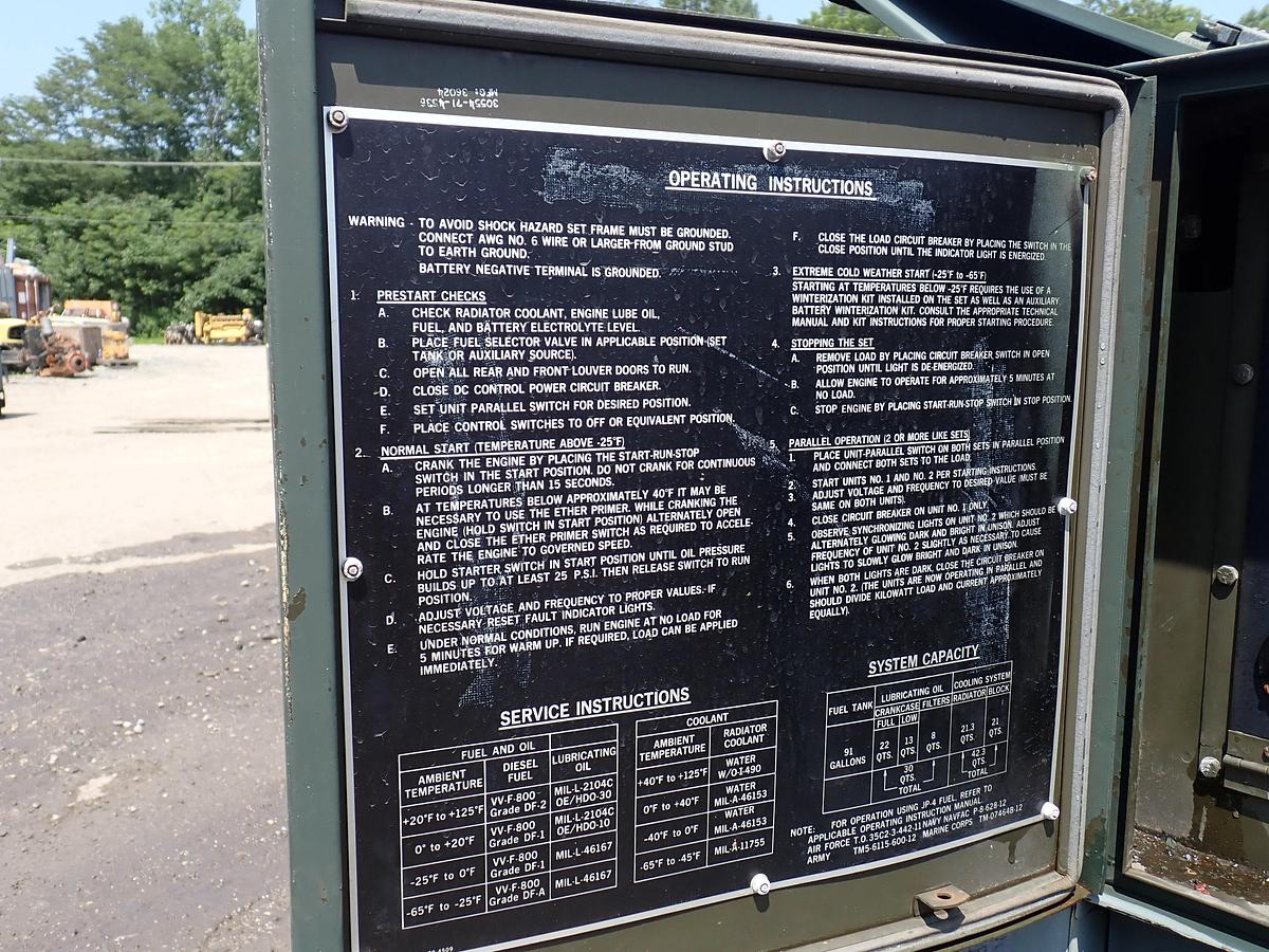 Used 1990 Libby MEP007B 100 KW Diesel Generator GOV'T SURPLUS