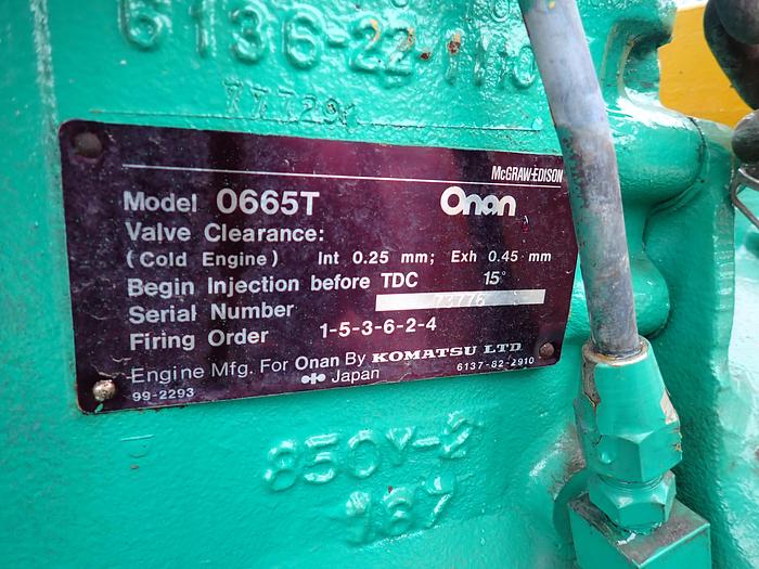Used Komatsu S6D105-1 Turbo Diesel Engine LOW HOURS! Onan 0665T