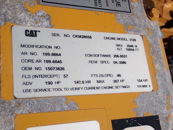 Used 2001 CAT 3126B Diesel Truck Engine A/R 199-8864