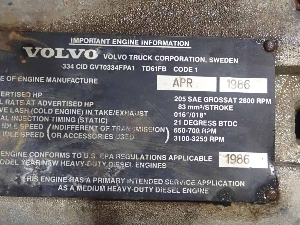 Used 1986 Volvo TD61FB Turbo Diesel Engine