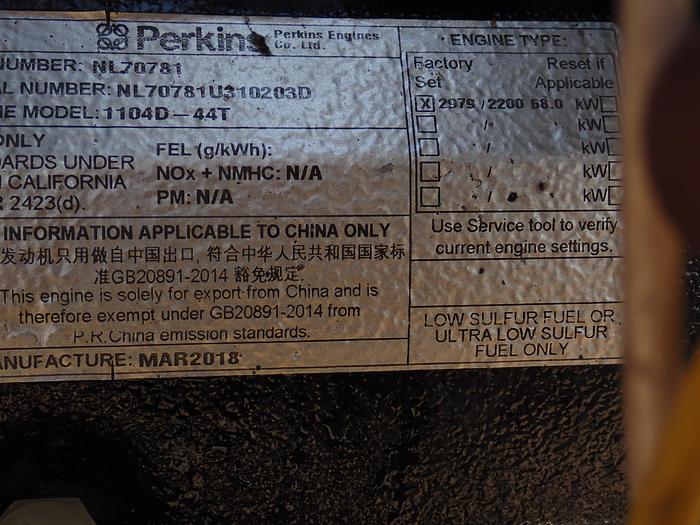 Used 2018 Perkins 1104D-44T Turbo Diesel Engine POWER UNIT NL70781
