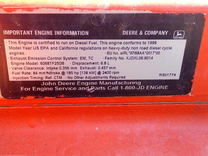 Used 1999 John Deere 6068TF250 Turbo Diesel Engine LOW HOURS