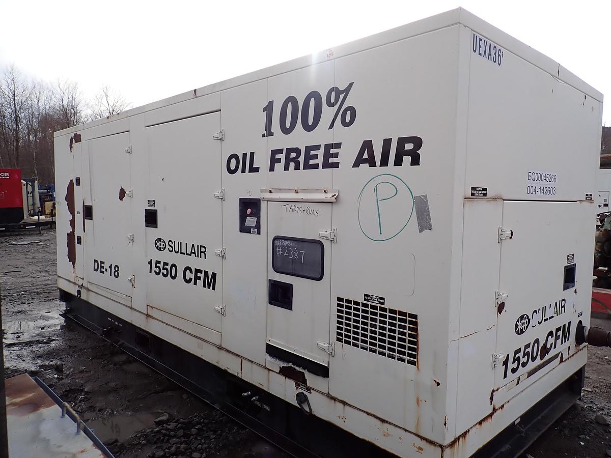 Used 2004 Sullair DE18 1550 CFM Oil Free Air Compressor CAT C16 5281 HRS