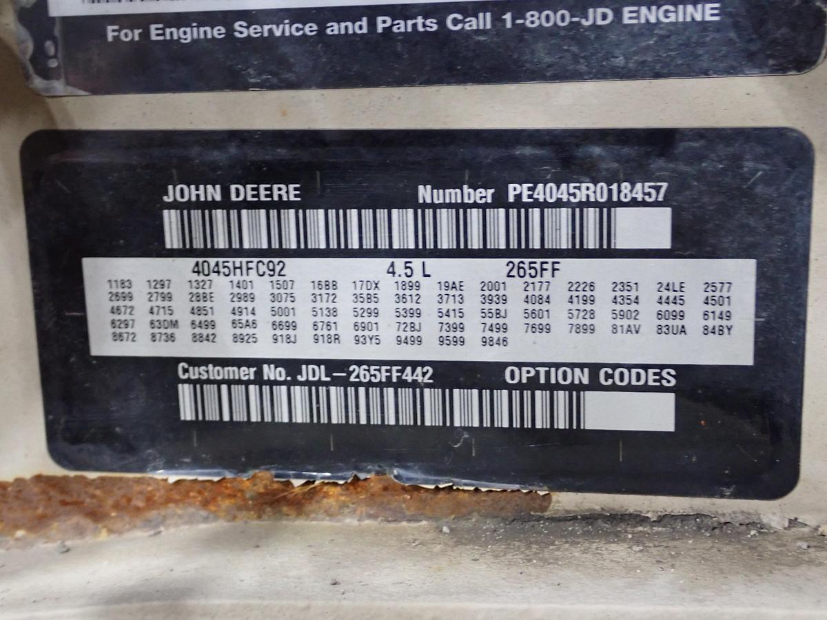 Used 2012 John Deere 4045HFC92 Turbo Diesel Engine IT4