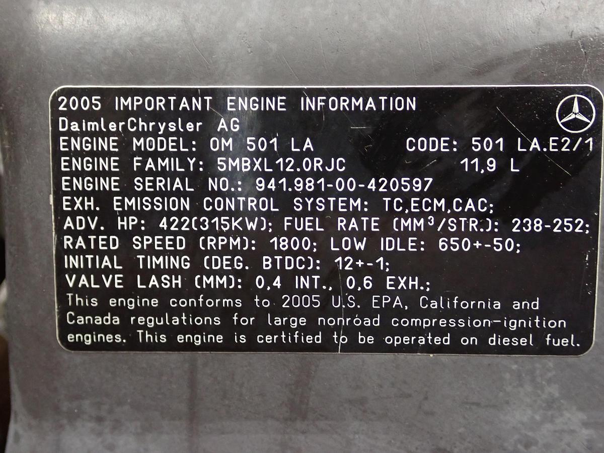 Used 2005 Mercedes OM501 LA Diesel Engine JOHN DEERE 400D TRUCK