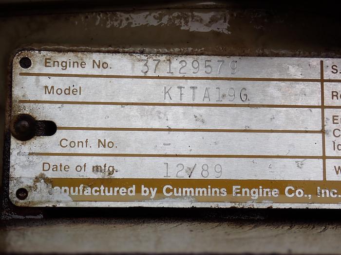 Used 1990 Cummins KTTA19-G1 Generator Set LOW HOURS!