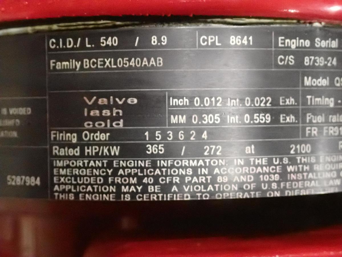 Used 2011 Cummins QSL9 Diesel Engine CPL 8641