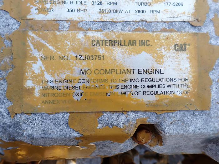 Used 2003 CAT 3126 Marine Engine 350 HP w/ Gear MECHANICAL 179-0782