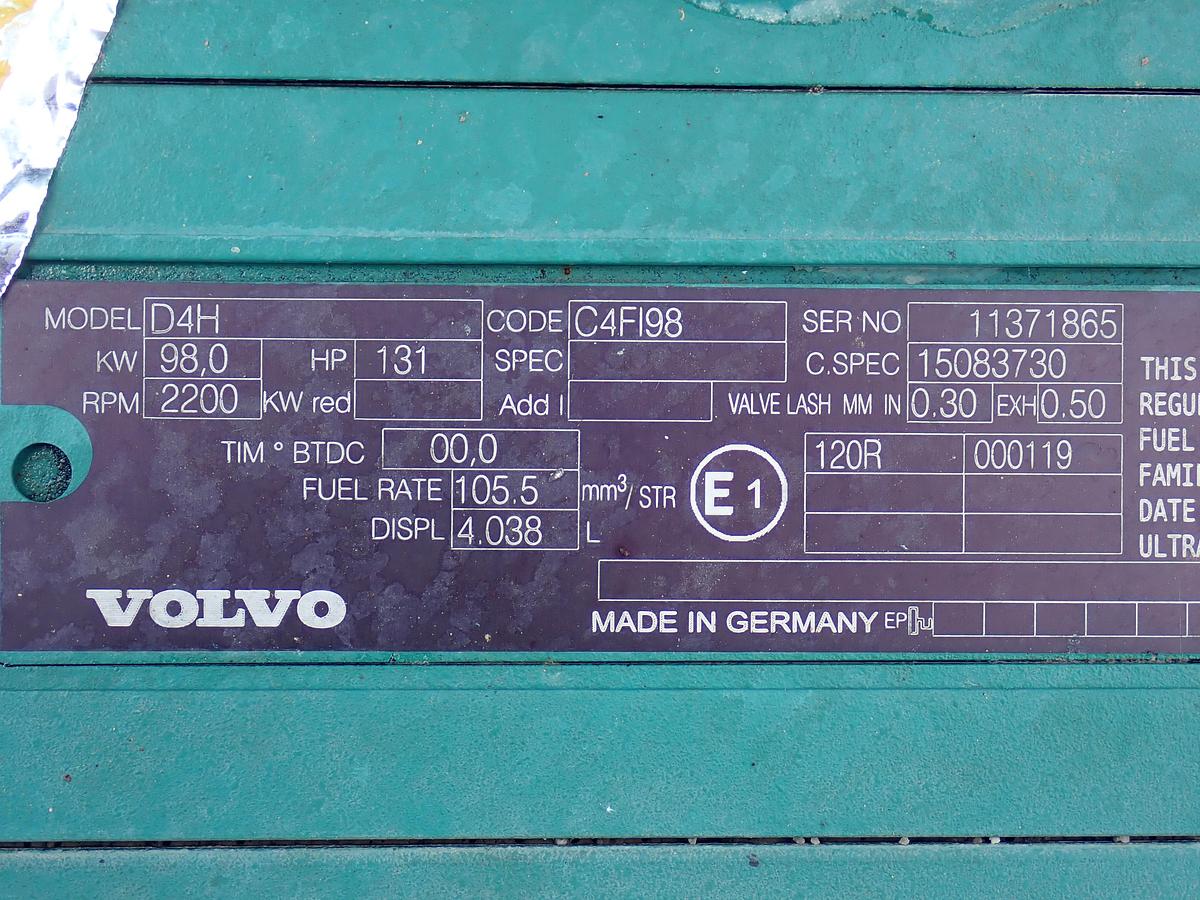 Used 2012 Volvo D4H Turbo Diesel Engine LOW HOURS