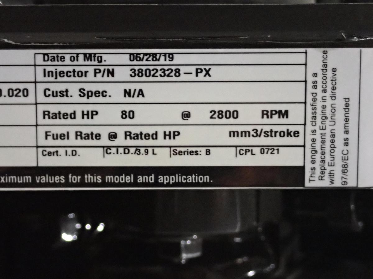 2019 Cummins 4B 3.9 Diesel Engine FACTORY REMAN CPL 0721