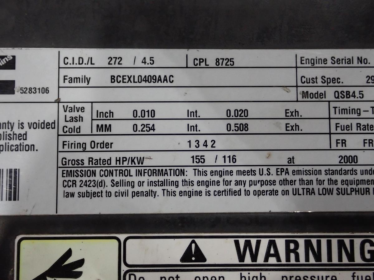 Used 2015 Cummins QSB 4.5 Diesel Engine 2.26 ORIGINAL HOURS CPL 8725