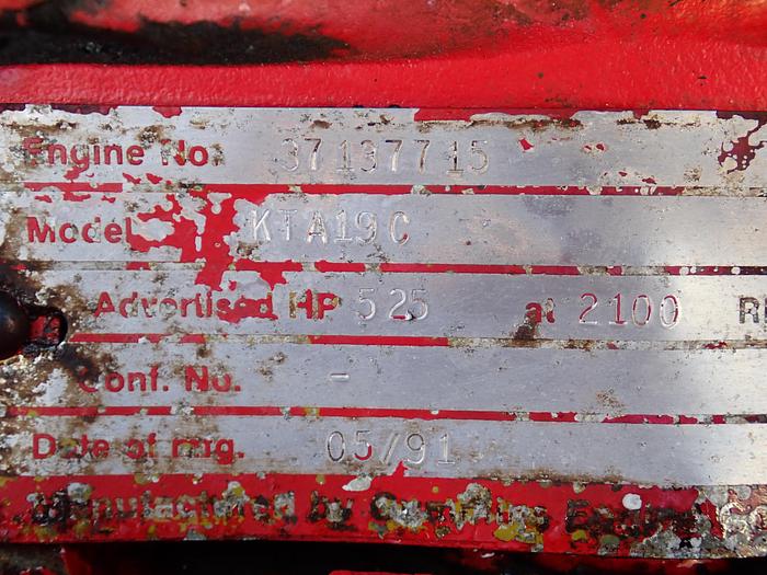 Used 1991 Cummins KTA19C Diesel Engine CPL 293