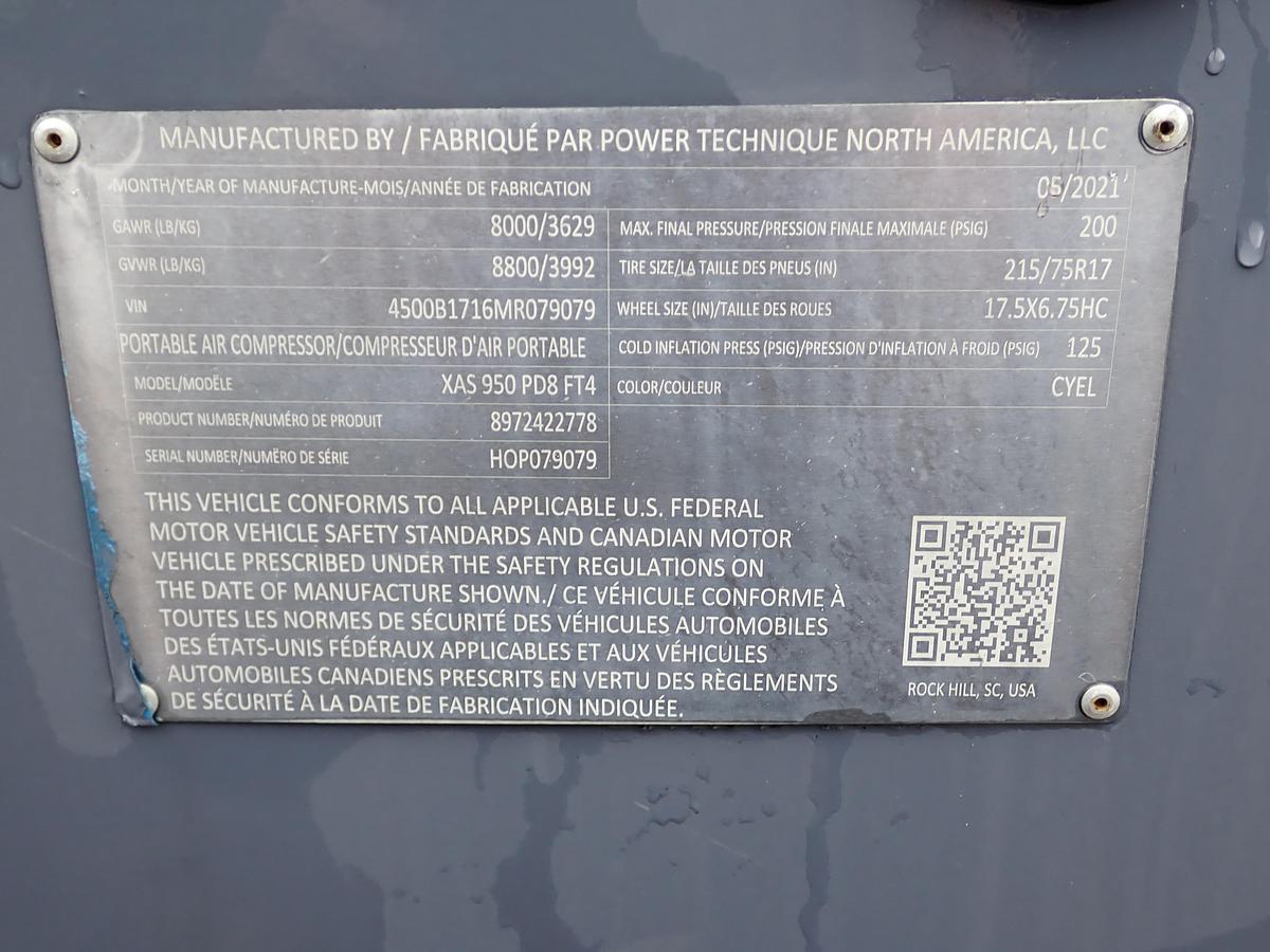 Used 2021 Atlas Copco XAS950 PD8 Air Compressor