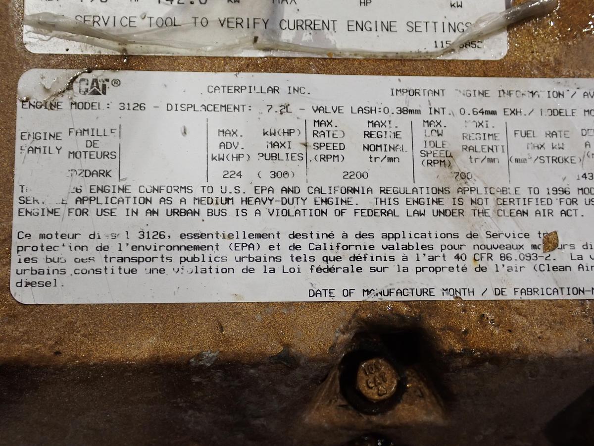 Used 1996 CAT 3126 Diesel Engine 40 PIN AR # 126-8632