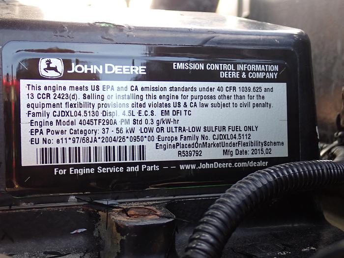 Used 2015 John Deere 4045TF290 Diesel Power Unit MECHANICAL FUEL SYSTEM
