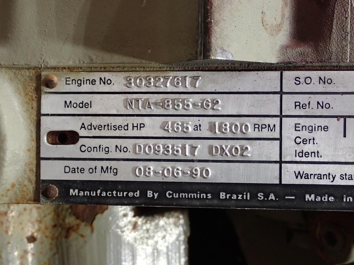Used 1990 Cummins NTA855 G2 Diesel Engine 465 HP