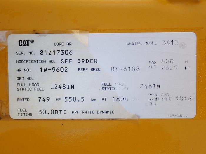 Used 1995 CAT SR4B 500 KW Standby Generator 1134 HOURS!