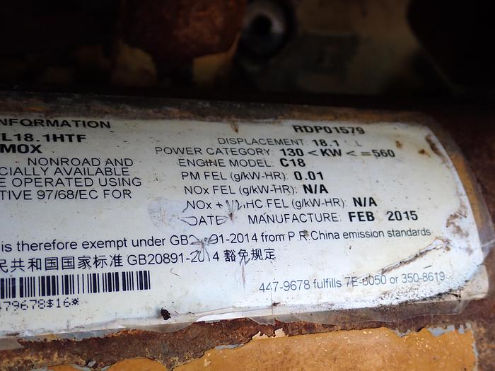 Used 2015 CAT C18 Diesel Engine AR 447-1945 988K Loader