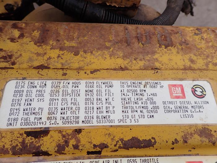 Used Detroit Diesel 3-53 Engine 5033-7001