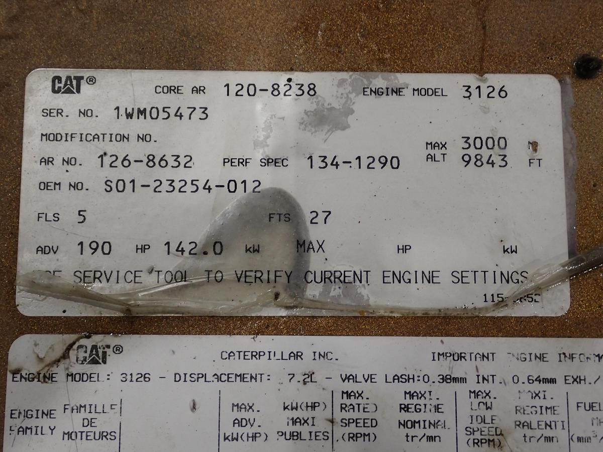 Used 1996 CAT 3126 Diesel Engine 40 PIN AR # 126-8632