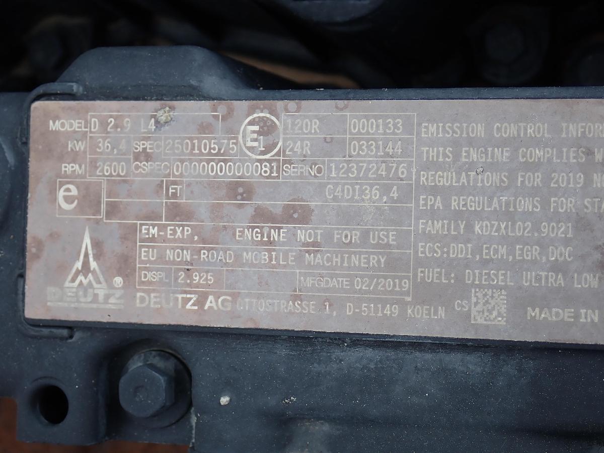 Used 2019 Deutz D2.9 L4 Diesel Engine Power Unit