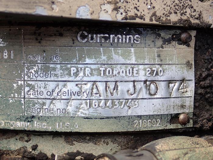 Used 1974 Cummins PT270 Turbo Diesel Engine Small Cam 855 CPL 0181