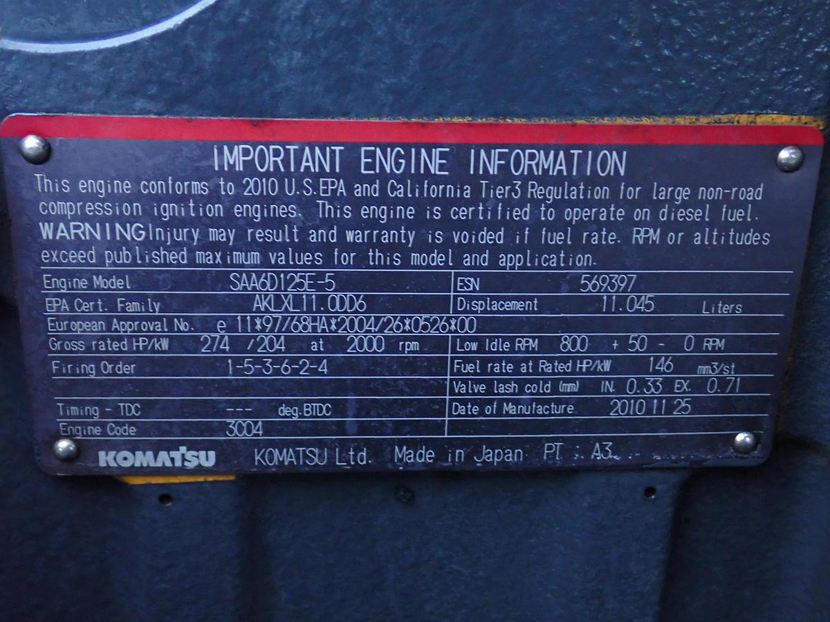 Used 2010 Komatsu SAA6D125E-5 Diesel Engine WA470-6 LOADER