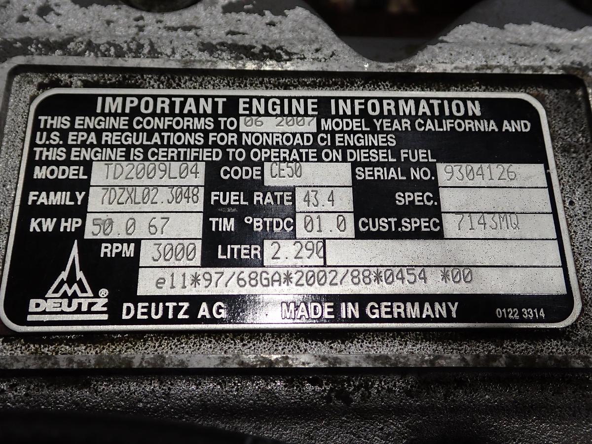 Used 2007 Deutz TD2009L04 Diesel Engine