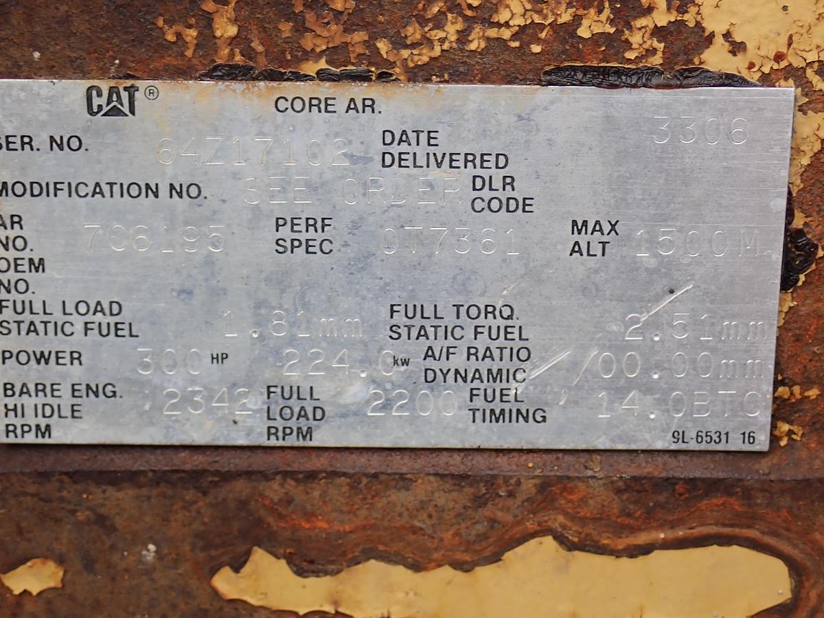 Used 1994 CAT 3306 DITA Turbo Diesel Engine AR # 7C-6195