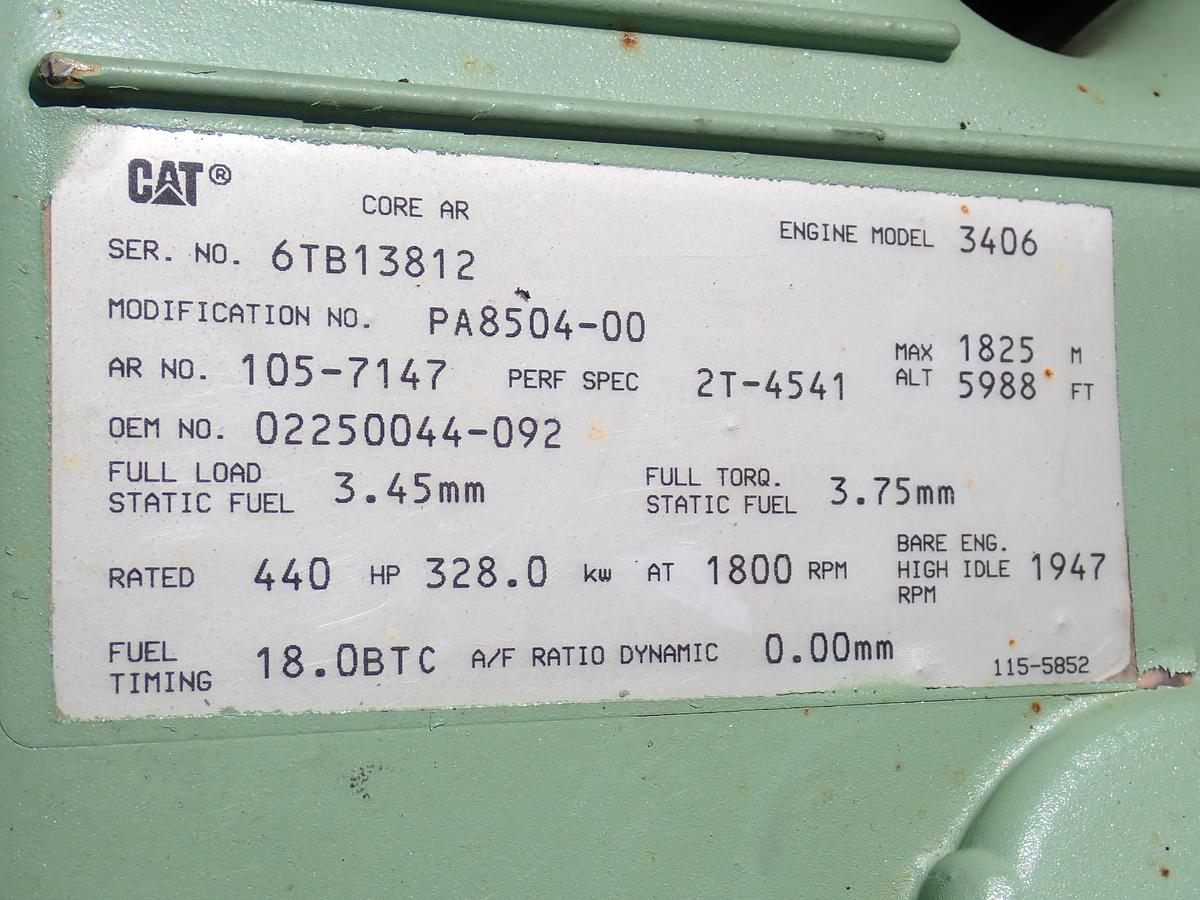 Used 1994 CAT 3406C DITA Diesel Engine TAKEOUT 440 HP