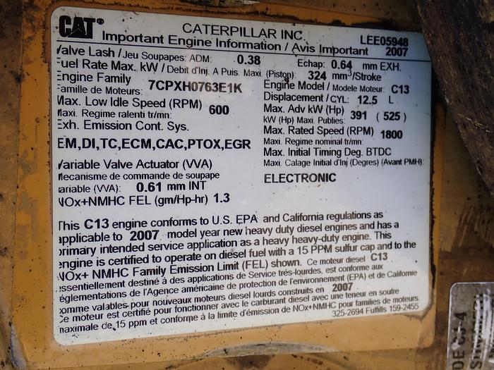 Used 2007 CAT C13 Diesel Truck Engine LEE 410 HP