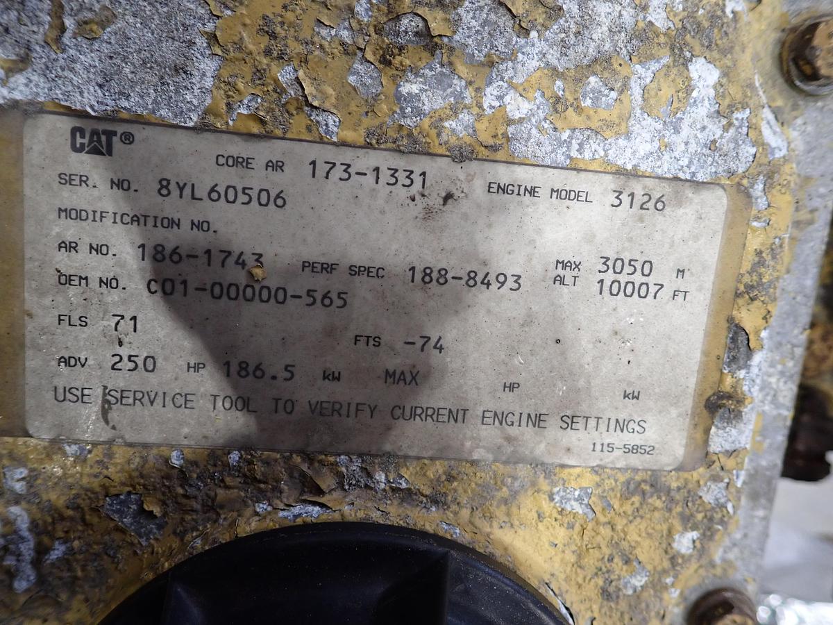 Used 2000 CAT 3126B Diesel Engine LOW MILES 250 HP