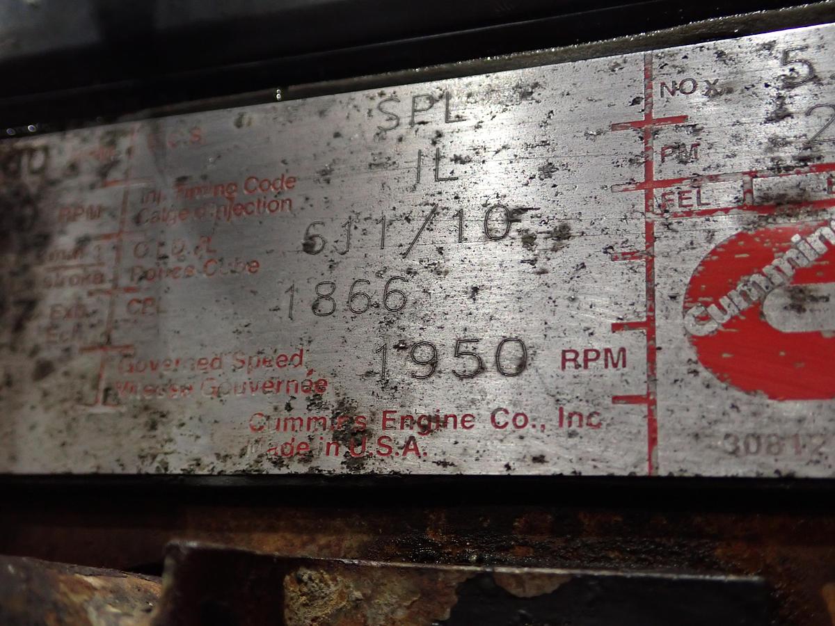 Used 1995 Cummins LTA10-300 Diesel Truck Engine DRY INTAKE CPL 1866