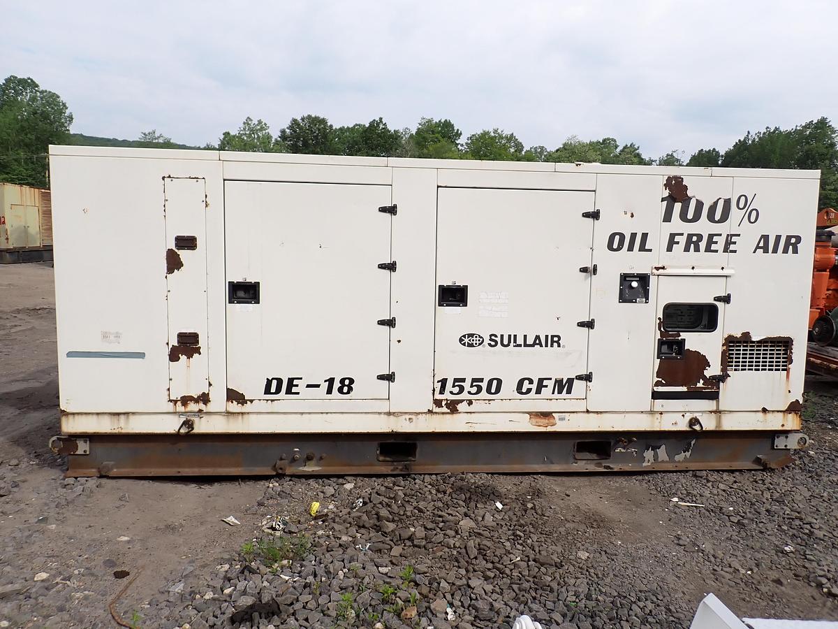 Used 2003 Sullair DE18 1550 CFM Oil Free Air Compressor CAT C16 8716 HRS