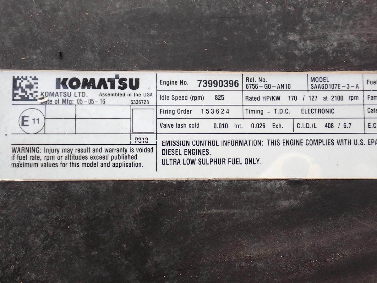 Used 2016 Komatsu SAA6D107E-3 Diesel Engine PC210LC-11 EXCAVATOR