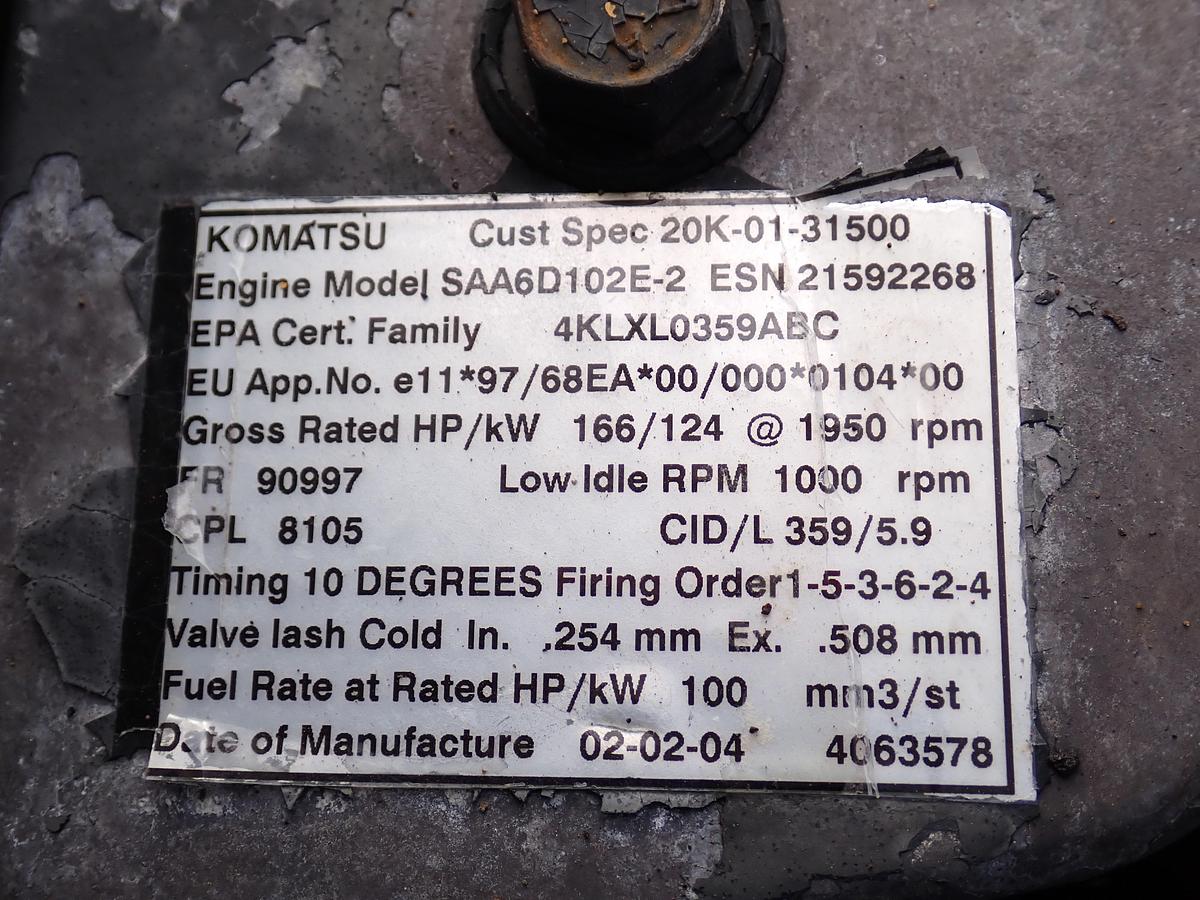 Used 2004 Komatsu SAA6D102E-2 PW220-7K Excavator