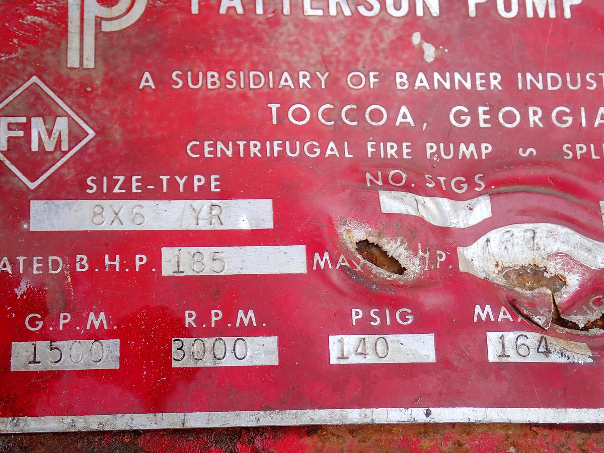 Used 1986 Patterson 8x6 YR Diesel Fire Pump CUMMINS V504 818 HOURS