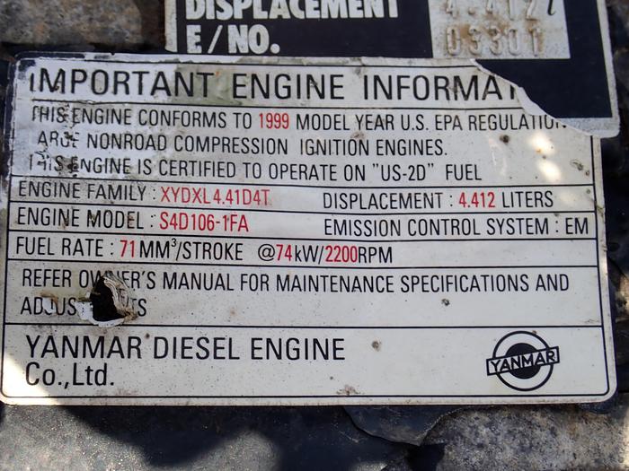 Used 1999 Komatsu S4D106-1FA Diesel Engine Yanmar 4TNV106
