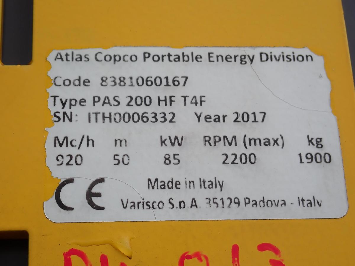 Used 2017 Atlas Copco PAS200 HF 8" Water Pump